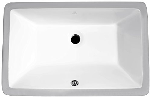 Anzzi Rhodes Modern Ceramic Undermount Sink For Bathroom | 21 Inch Vitreous Polished White Vanity Sink Single Bowl Rectangle For Lavatory | Front Built In Overflow Porcelain Bathroom Sink | Ls-Az112 #TOP4
