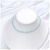 PiurUf Collar Collar de Piedra Natural for Mujeres Turmalina/Fluorita/Amethyst Hand Hand Choker Jewelry Party/Diseño de Boda Regalo de Lujo Collar Mujer (Color : Amazon_40-45cm)