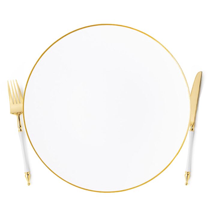 Platos cargadores plásticos blanco/dorado 13" x4 miniatura 3