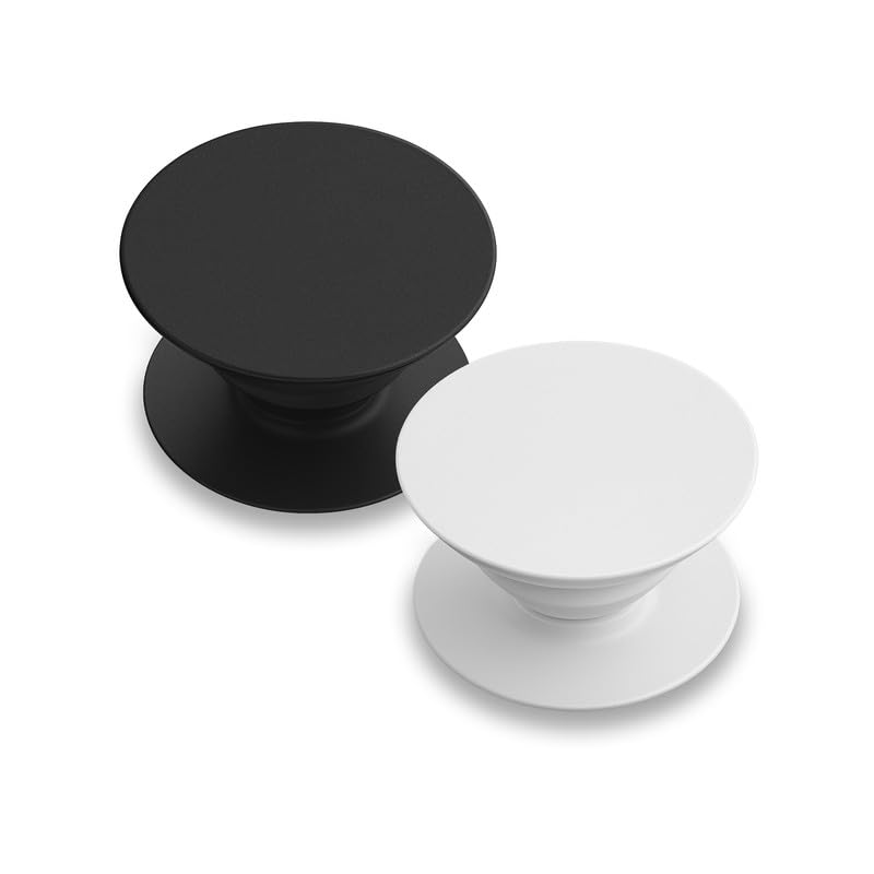 Image of creatology Case Holder Phone Grip - Compatible with Samsung, iPhone, ONEPLUS & More Phone Cases - Anti-Drop, One-Handed Use, Phone Stand Plain Matte Finish (Black White)