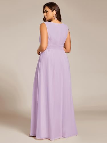 Image of Ever-Pretty Plus Women's Round Neck Sleeveless Empire Waist Maxi Plus Size Formal Gowns Bridesmaid Dresses