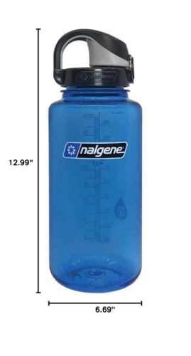 Image of Nalgene 32 oz Wide Mouth Water Bottle with OTF Cap, BPA-Free, Durable & Leak Proof, Lightweight Bottle for Hiking, Gym, Work & Travel, Slate
