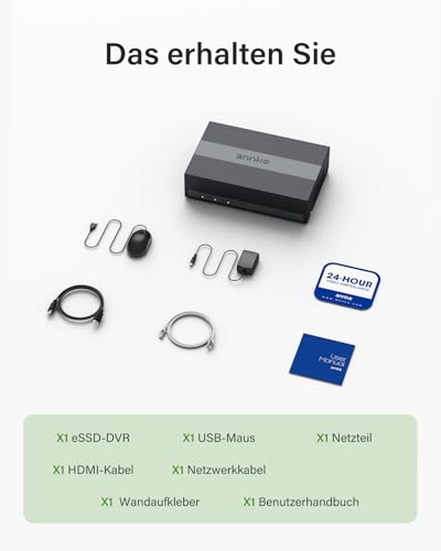 ANNKE 8CH 3K Lite DVR Recorder mit 1TB interner SSD Festplatte, 2 Wochen Aufnahme 24/7 mit 8 Kanälen, KI Personen- und Fahrzeugerkennung, H.265 5-in-1-Sicherheit DVR Recorder, Hardwareverschlüsselung