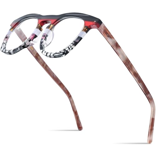 Image of HEPIDEM Multicolor Acetate Glasses Frame Women,Round Vintage Retro Optical Eyeglasses 9339