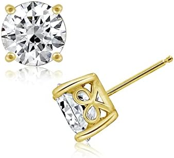 Amazon Collection Yellow Gold Plated Sterling Silver Stud Earrings set with Round Cut Infinite Elements Cubic Zirconia (5 cttw)