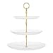 Présentoir à gâteaux à 3 étages en cristal - Pour desserts, cupcakes, fruits, pâtisserie, fête, anniversaire, mariage, thé - Or - Medium