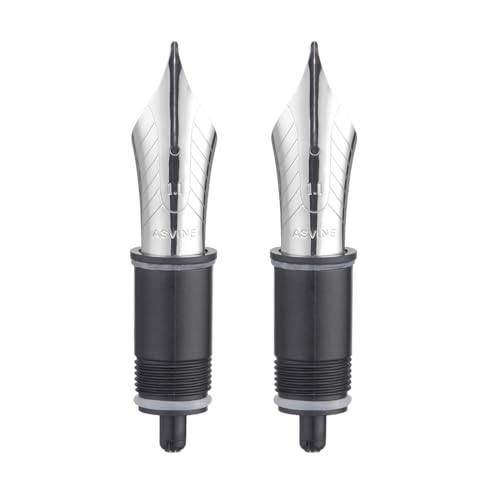 Set of 2 Number 8 Fountain Pen Replacement 1.1 Stub Nibs - Compatible with C2000, V800 and C80- Silver