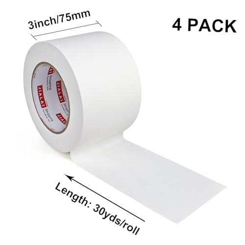 Image of JIALAI HOME White Gaffers Tape 3 inch - 30 Yards x 3 inches - 4 Pack White Gaff Tape, Multipurpose Waterproof Rubber Adhesive No Residue Non-Reflective Matte Gaffer Tape