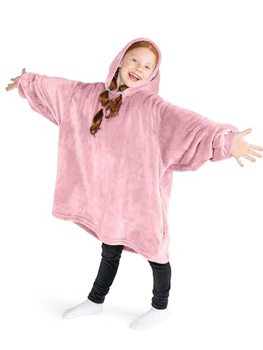 Bare Home Microplush Wearable Blanket with Side Pockets - Soft and Plush - Warm and Cozy - Adult &amp; Kid Sizes (Kids, Light Pink)