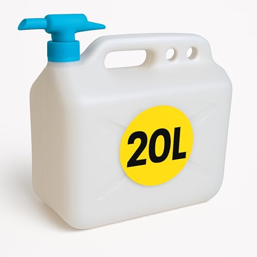 Bidón de Agua con Grifo y Tapón | Depósito Agua Potable Apto Uso Alimentario | Garrafa Plástico HPDE Resistente | Ideal para Camping, Camper, Furgoneta y Casa (20 litros)