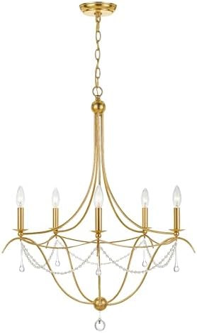 Crystorama Metro 5 Light Antique Gold Chandelier