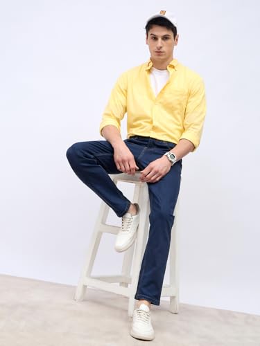 Image of Styli Men Solid Balloon Fit Jeans | Stretchable & Comfort, Mid-Rise Casual Denim Pants for Everyday Wear |Machine Washable