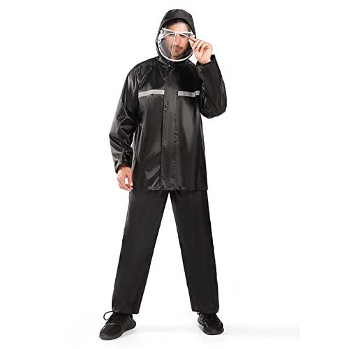 Genérico Hombre Traje de Lluvia Reflectante-Traje de Agua Impermeable Conjunto de Chaqueta y Pantalón de Lluvia Traje Impermeable de Trabajo Ropa Impermeable y Transpirable