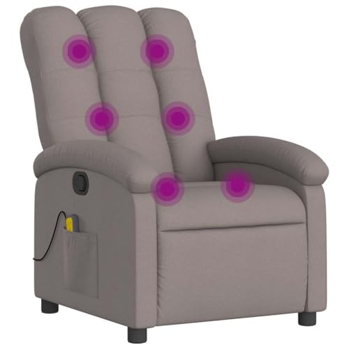 vidaXL Fauteuil de Massage Inclinable, Chaise de Relaxation avec Dossier, Siège avec Repose-Pied, Fauteuil TV de Salon, Moderne, Taupe Tissu