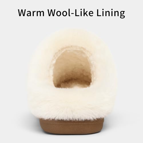 Image of Evshine Warm Knit House Slippers for Women Comfy Wool-Like Lined Chenille Slippers with Memory Foam and Indoor Outdoor Soles