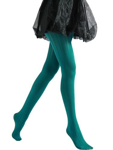 Sahabowi Women Hearts Vertical Jacquard Tights, Sheer High Waist Pantyhose, Vintage Control Top Stockings Thin Transparent(HLW2024011204green, Green hearts vertical jacquard, 1pcs)