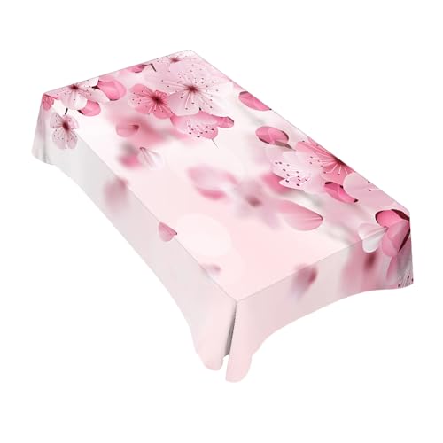 TKS MITLAN Tablecloth Cherry Blossom Table Cloth Rectangle Table 60 x 84 Inch Pink Flower Romance Kitchen Decorations for Home Dinner Party