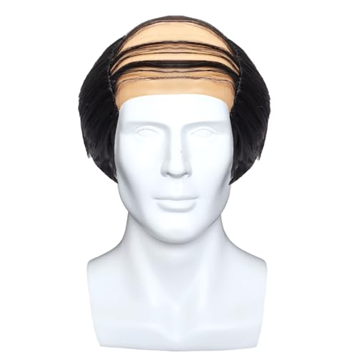 Sdfvsdg Black Old Men Bald Wig Old Man Head Over Wig Grandpa Balding Cap with Hair On Sides Fluffy Short Curly Bald Head Costume Party Wigs Supplies
