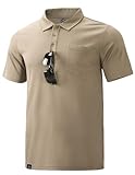 Haimont Men's Polo Shirts with Pocket Moisture Wicking Collared Short Sleeve Golf T-Shirts Business Casual Work Polos Khaki 3XL