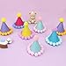 DRANSMIC 12 Pack Mini Party Hats for Stuffed Animals, Mini Hats with Pom Poms Dog Birthday Party Hats for Dolls Dog Cat Pet Birthday Decoration