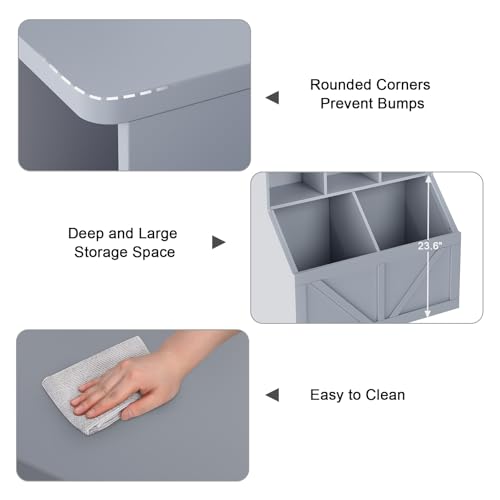 GarveeHome Kids Toy Storage Organizer, Kids Bookshelf and Toy Storage, Toddlers Bookshelf Toy Organizer for Kids Rooms Playroom Bedroom Nursery Daycare, Gray