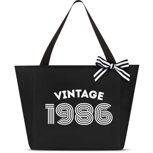 Image of Vavabox 40th Birthday Gifts Women, Unique 40 Years Old Tote Bag, Vintage 1986 Handbag Gifts for Women Mom Wife Friend