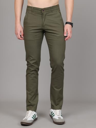 Image of Majestic Man Premium Cotton Slub Slim Fit Comfortable Solid Stylish Trousers