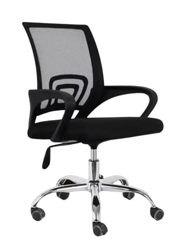 Image of Office Arm Chair with Frame, Mesh Back, Nylon Base, and Adjustable Handle, Cushion Fabric (900 Chair-Black)