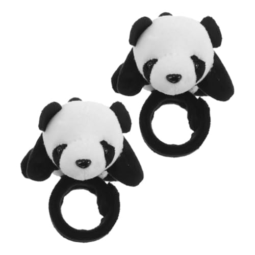 TOBBOMEY 2個 山地車装飾 パンダぬいぐるみスナップバンド かわいい動物ハンドルバーアクセサリー 丈夫で長持ち 自転車ハンドル用デコレーシ
