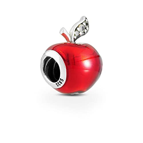 Red Apple Snow White Charm 925 Silver Compatible with Pandora Charms, silver chain Bracelet, Trollbeads, Chamilia and Biagi.