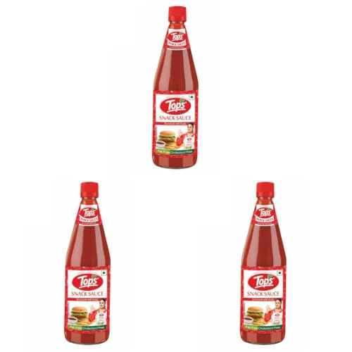 Image of TOPS Snack Sauce - 950 gm Glass Bottle |Made with the goodness of juicy hand-picked tomatoes| Cholesterol Free| Trans Fat-Free| No Added Colour (Pack of 3)
