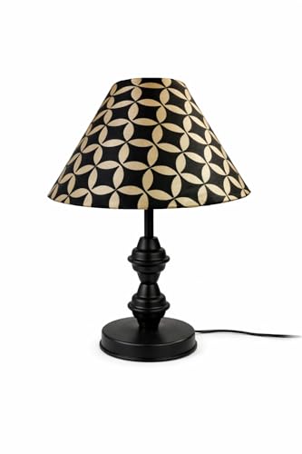 Image of tu casa Modern Table Lamp with Crimson Floral Satin Shade | Metal Iron Base Decorative lamp for Living Room| Study & Home Decor, Designer Table Lamp for Gifting (Infinity Lattice)