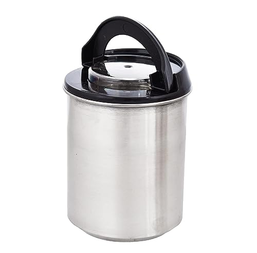 Image of Steel Container Jar - 2 Pcs Stainless Steel Food Item Box, Airtight Transparent Lid Storage Box for Kitchen, Spices, Grains, Snacks, Sugar, Tea, Pulses, Spices, Cereals(2pcs Set, 600ml)