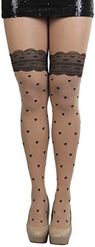 Image of ToBeInStyle Women's Valentine Day Themed Opaque Sheer Pantyhose w /Heart Love