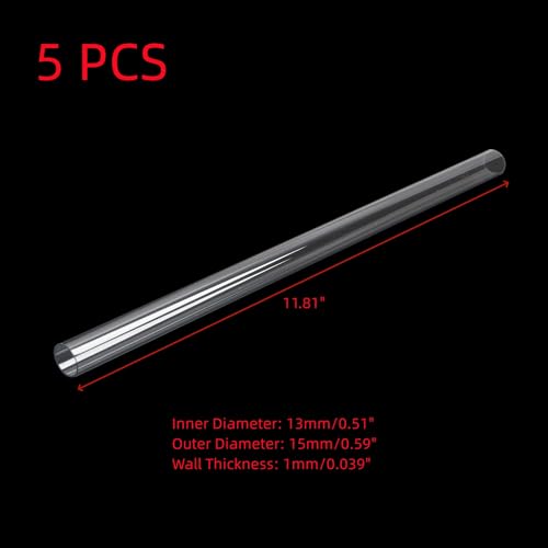 Image of Oedema 5pcs Clear Rigid Tubing Plastic Pipe Polycarbonate Tube 13mm /0.51 inch ID x 55mm /0.59 inch OD x 300mm /11.81 inch