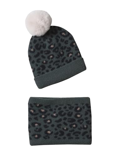 Finis les courants d'air avec l'ensemble léopard fille bonnet + snood vert Vertbaudet