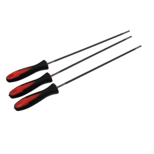YTgilo 3PCS High Carbon Hardened Steel Round File 4.0mm Rubberized Non-Slip Handle Chainsaw File Accessories Chain Saw For Ceramic Sanding Wood Carving Sanding Chainsaw Sanding