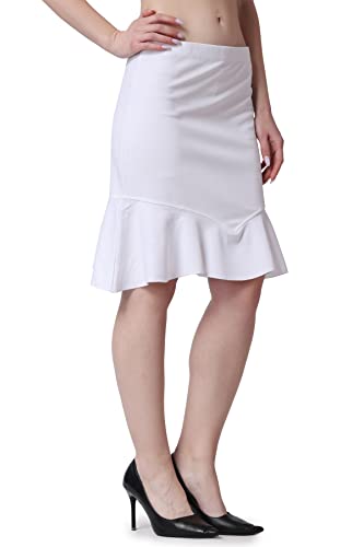 Image of POPWINGS Casual Twill Frill Knee Length Pencil Skirt for Women || Stylish Summer Skirt for Women || Knee-Length Skirt for Women || Semi-Formal Women Skirt