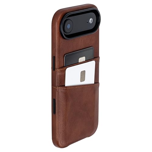 Dockem Etui na Karty do iPhone 17 Air z Magnetyczną Płytką Montażową, Przycisk Sterowania Aparatem, Portfel z 2 Kieszeniami: M2 Exec Sztuczna Skóra Premium (Brazowy)