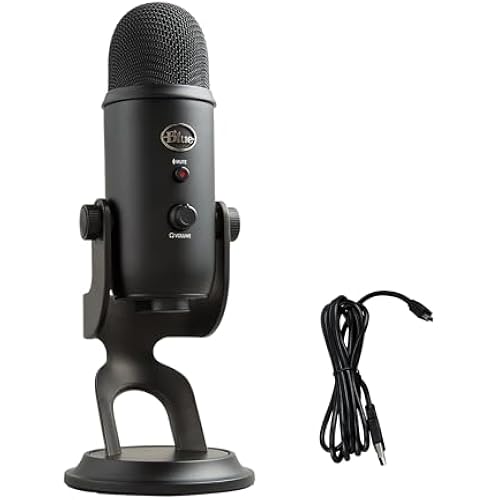 Logitech Creators Blue Yeti USB Microphone for PC, Mac, Gaming, Recording, Streaming, Podcasting, Studio and Computer Condenser Mic with Blue VO!CE effects, 4 Pickup Patterns, Plug and Play - Blackout