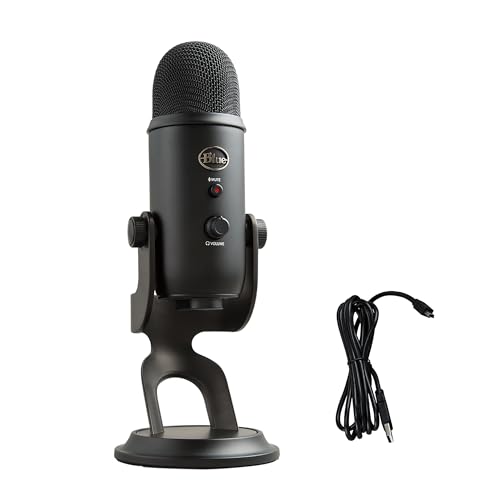 Blue Yeti USB Microphone for PC, Mac, Gaming, Recording, Streaming, Podcasting, Studio and Computer Condenser Mic with Blue VO!CE Effects, 4 Pickup Patterns, Plug and Play - Blackout by Logitech G - Used condition - CA$127.48