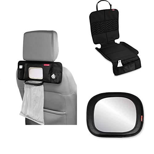 Skip-Hop-Baby-Car-Travel-Essentials-with-Sanitizing-Station-Car-Seat-Protector-and-Mirror-Black