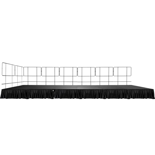 8'x24' Portable Stage with 8 Railings & 6 Skirts - Versatile Platform Modular System - DJ, Drum, Camera Stage Riser - Easy to Carry & Transport