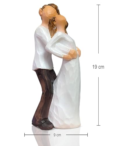 Image of Xtore Hand-Painted Medium Size Resin Romantic Couple in Full of Love | Beautiful Home Decor (Pack of 1, White and Brown Color)
