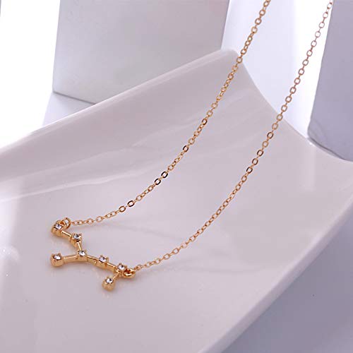JENPECH Colar com Pingente de Strass, Corrente de Clavícula, 12 Pingentes de Constelação Strass, Gar