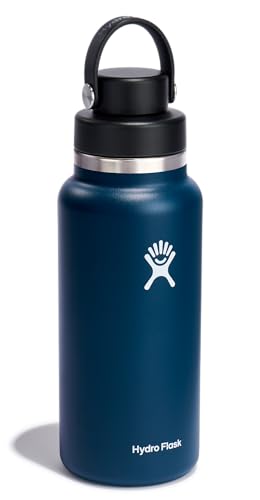 Image of Hydro Flask Water Bottle - Insulated Stainless Steel - Wide Mouth Chug Lid, Non Spill, Leakproof in 32 Oz Inidigo Blue