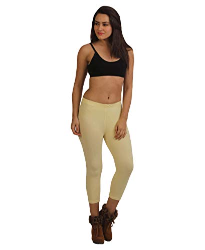 Image of Frenchtrendz Women's Cotton Spandex Stretchable Mid Rise Slim Fit Legging Capris (XS-4XL)
