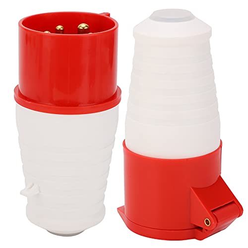 Xiuganpo Juego de Conectores de Enchufe Industrial de 5 Pines Resistente Al Agua para Uso en Exteriores e Interiores, 32 A 220-380 V, ABS y Latón Duraderos