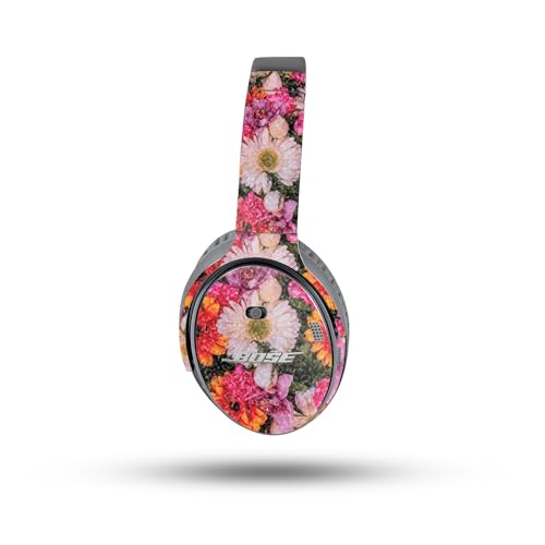 Image of MightySkins Glossy Glitter Skin Compatible with Bose QuietComfort 35 II Headphones - Watered Flowers | Protective, Durable High-Gloss Glitter Finish | Easy to Apply