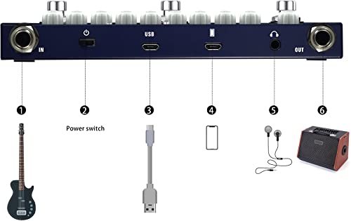 HOEREV Pédale de guitare multi-effets Delay Reverb Phase Distortion Overdrive Pédale multi-effets pour guitare basse… - Les Beatles, Paul McCartney, John Lennon, RIngo Starr, George Harrison HOEREV Pédale de guitare multi-effets Delay Reverb Phase Distortion Overdrive Pédale multi-effets pour guitare basse… – Image 7